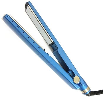 Pro Nano Titanium Blue Flat Iron 1.25 Inch Iron magic comb Free Heat Barber Salon Hair Care Vent Tine Teeth Massage Hair brush